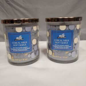 Bath & Body Works Cereal Milk Soft Serve 8oz Single Wick Candles X2